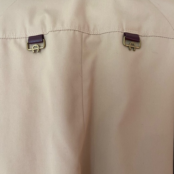 Vintage Etienne Aigner Reversible Burgundy Tan Trench Coat Belted Wrap Size 6 - Picture 13 of 16